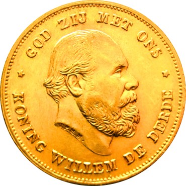 Золотая монета Король Виллем III 10 гульденов 1875 Нидерланды