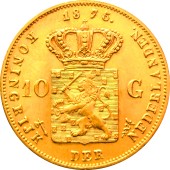 Золотая монета Король Виллем III 10 гульденов 1875 Нидерланды