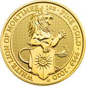 Золотая монета 1oz Белый Лев Мортимера 100 фунтов стерлингов 2020 Великобритания