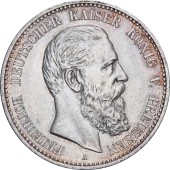 Серебряная монета 5 марок 1888 Пруссия Германская Империя
