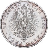 Серебряная монета 5 марок 1888 Пруссия Германская Империя