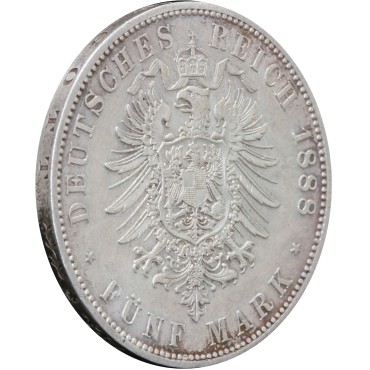 Срібна монета 5 марок 1888 Прусія Німецька Імперія