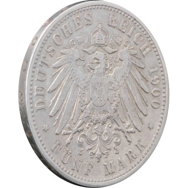 Серебряная монета 5 марок 1900 Ольденбург Германская Империя