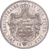 Срібна монета 2 Талера 1857 Саксонія