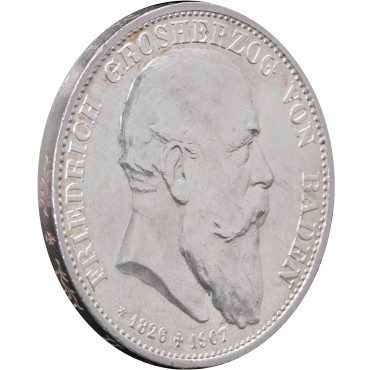 Серебряная монета "Смерть Фридриха I" 5 марок 1907 Баден Германская Империя