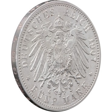 Серебряная монета "Смерть Фридриха I" 5 марок 1907 Баден Германская Империя