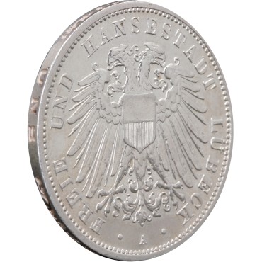 Срібна монета 3 марки 1914 Любек Німецька Імперія