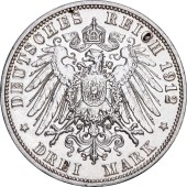 Срібна монета "Вільгельм II у шляпі" 3 марки 1912 Пруссія