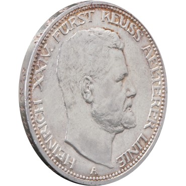 Серебряная монета 3 марки 1909 Рейс Германская Империя