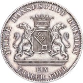Серебряная монета "Второй Немецкий Стрелковый Фестиваль" 1 Талер 1865 Бремен
