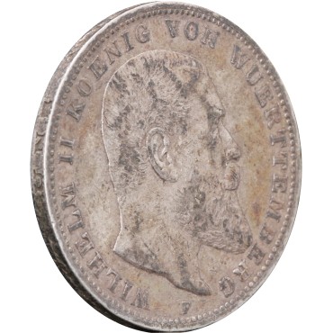 Серебряная монета Вильгельм II Вюртемберг 3 марки 1909 Германская империя