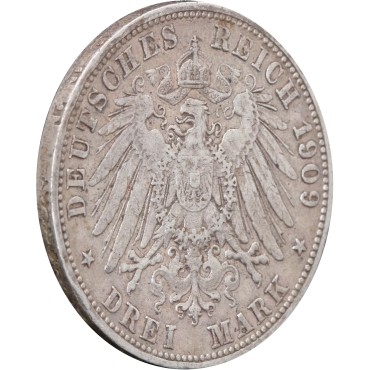 Срібна монета Вільгельм II Вюртемберг 3 марки 1909 Німецька імперія
