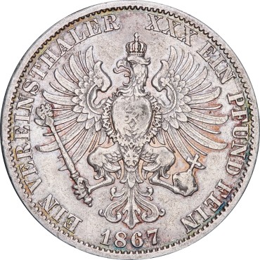 Серебряная монета 1 Талер 1867 Пруссия