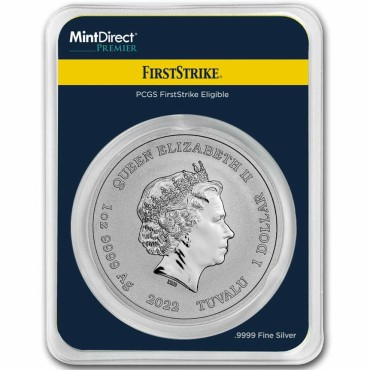 Серебряная монета 1oz Пиратский корабль «Восходящее Солнце» 1 доллар 2022 Тувалу (MD Premier + PCGS FirstStrike®)