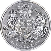 Серебряная монета 1oz Королевский Герб 2 английских фунта 2022 Великобритания