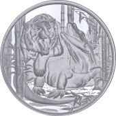 Серебряная монета 1oz Комодский Варан против Тигра 1 доллар 2022 Ниуэ