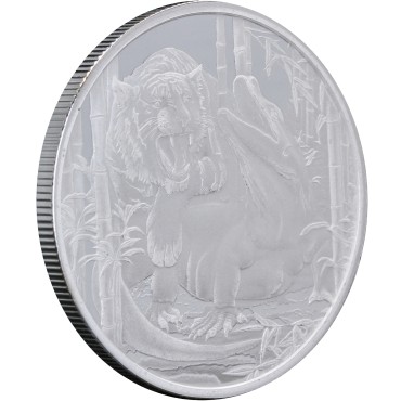 Серебряная монета 1oz Комодский Варан против Тигра 1 доллар 2022 Ниуэ