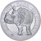 Серебряная монета 1oz Носорог 1 фунт стерлингов 2022 Остров Святой Елены