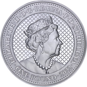 Серебряная монета 1oz Носорог 1 фунт стерлингов 2022 Остров Святой Елены
