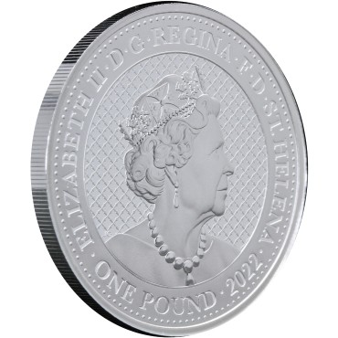 Серебряная монета 1oz Носорог 1 фунт стерлингов 2022 Остров Святой Елены