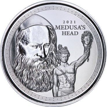 Серебряная монета 1oz Персей с головой Медузы 1 фунт 2021 Гибралтар