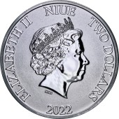 Серебряная монета 1oz Лига Справедливости Комиксов DC: Аквамен 2 доллара 2022 Ниуэ
