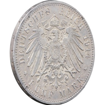 Срібна монета "Анхальт-Дессау" 5 марок 1914 Німецька Імперія