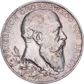 Серебряная монета "50-летие правления Фридриха I" 5 марок 1902 Баден Германская Империя
