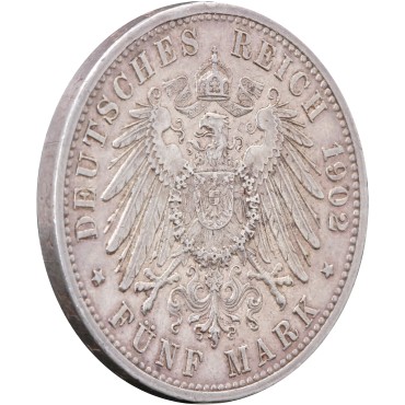 Срібна монета "50-річчя правління Фрідріха I" 5 марок 1902 Баден Німецька Імперія