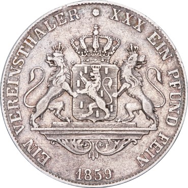 Серебряная монета 1 Талер 1859 Нассау