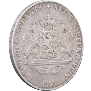 Серебряная монета 1 Талер 1859 Нассау