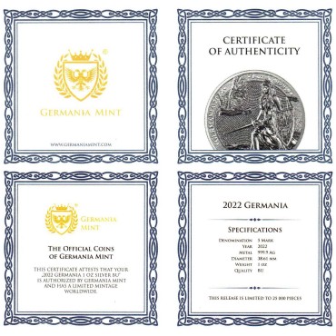 Срібний раунд 1oz Германія 5 марок 2022 Німеччина