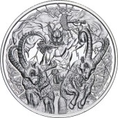 Серебряная монета 1oz Скандинавский Бог Тор 2 доллара 2022 Ниуэ