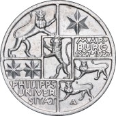 Серебряная монета "400 лет Марбургскому Университету имени Филиппа" 3 марки 1927 Веймарская Республика Германия