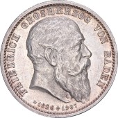 Серебряная монета "Смерть Фридриха I" 2 марки 1907 Баден Германская Империя
