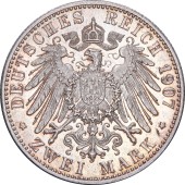 Срібна монета "Смерть Фрідріха I" 2 марки 1907 Баден Німецька Імперія