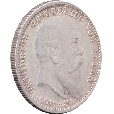 Срібна монета "Смерть Фрідріха I" 2 марки 1907 Баден Німецька Імперія