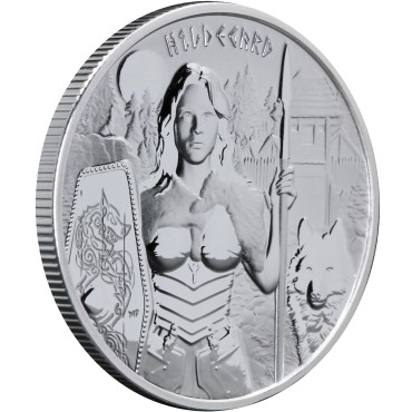 Серебряный раунд 1oz Валькирии: Хильдегард 5 марок 2022 Германия