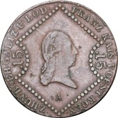Медная монета 15 крейцеров 1807 Австрия