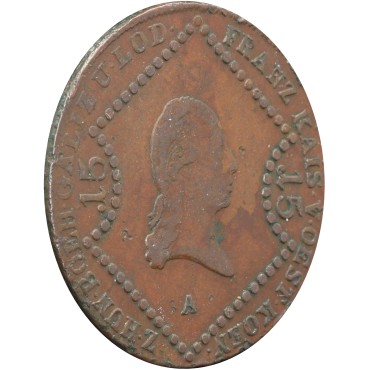 Мідна монета 15 крейцерів 1807 Австрія