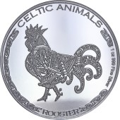 Серебряная монета 1oz Петух "Кельтские животные" 500 франков КФА 2022 Чад