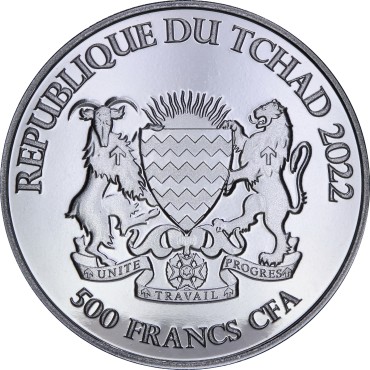Срібна монета 1oz Півень "Кельтські тварини" 500 франків КФА 2022 Чад