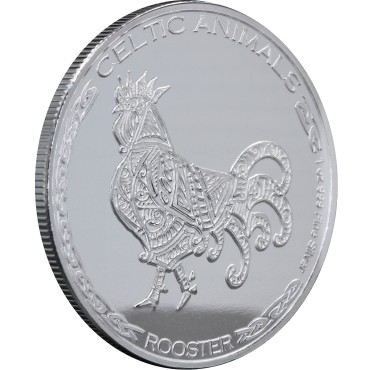 Срібна монета 1oz Півень "Кельтські тварини" 500 франків КФА 2022 Чад