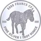 Серебряная монета 1oz Мандала Зебра "Кельтские животные" 500 франков КФА 2022 Чад