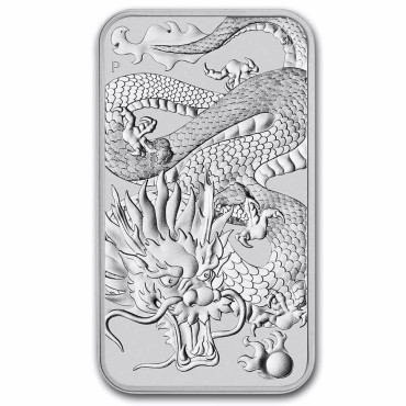 Серебряная монета 1oz Прямоугольный Дракон 1 доллар 2022 Австралия