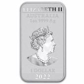 Серебряная монета 1oz Прямоугольный Дракон 1 доллар 2022 Австралия