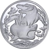 Серебряная монета 1oz Акула против Крокодила 1 доллар 2022 Ниуэ