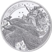 Серебряная монета 1oz Богини: Гера и Павлин 1 фунт стерлингов 2022 Остров Святой Елены