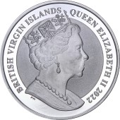 Серебряная монета 1oz Свобода 75 лет 1 доллар 2022 БВО (Reverse Frosted)