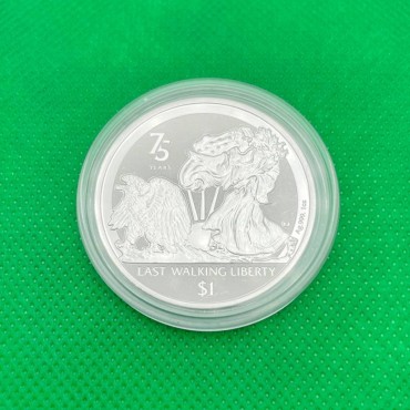 Серебряная монета 1oz Свобода 75 лет 1 доллар 2022 БВО (Reverse Frosted)